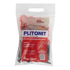 Система выравнивания плитки Plitonit Profi mini 1,4 мм комплект (зажим ворота, клин) (50+50 шт.) - фото 3