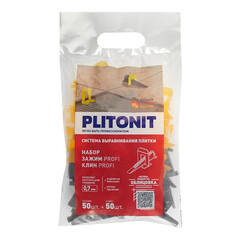 Система выравнивания плитки Plitonit Profi mini 0,7 мм комплект (зажим ворота, клин) (50+50 шт.) - фото 3