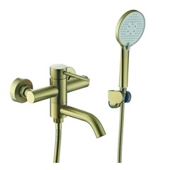 Смеситель для ванны Voda Vessel Gold золото однорычажный с коротким изливом с лейкой (VSL54G) - фото 1