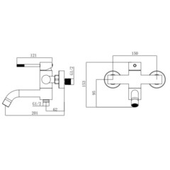 Смеситель для ванны Voda Vessel Gold золото однорычажный с коротким изливом с лейкой (VSL54G) - фото 2