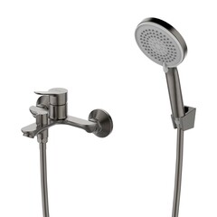 Смеситель для ванны Lemark Siberia графит однорычажный с коротким изливом с лейкой (LMF-7022B-GM)