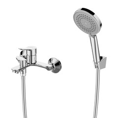 Смеситель для ванны Lemark Siberia хром однорычажный с коротким изливом с лейкой (LMF-7022B-C)