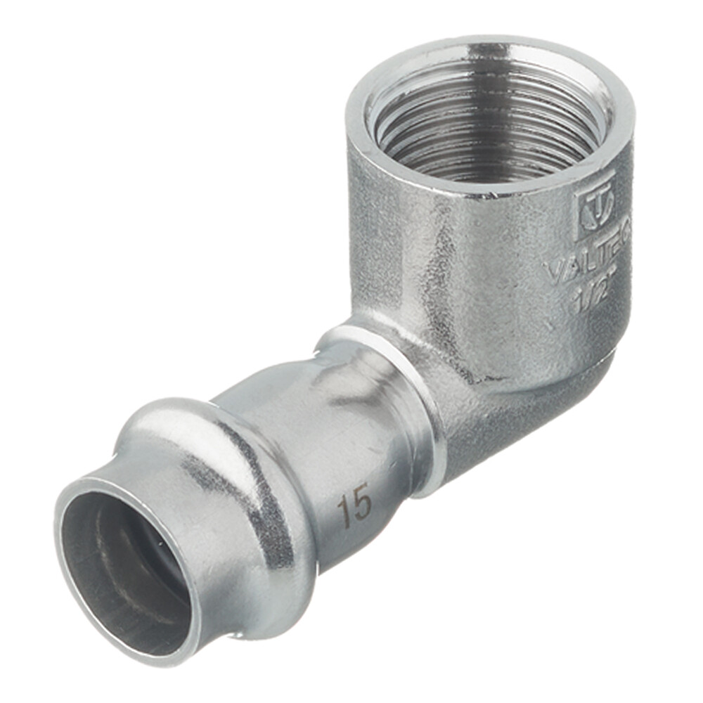 Изображение товара Угол VALTEC 90° 1/2 ВР для стальных труб нержавеющая сталь