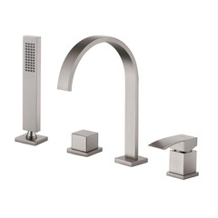 Смеситель на борт ванны Abber Wasserfall сатин однорычажный с лейкой (AF8613SP)