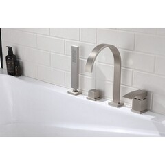 Смеситель на борт ванны Abber Wasserfall сатин однорычажный с лейкой (AF8613SP) - фото 3