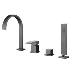 Смеситель на борт ванны Abber Wasserfall никель однорычажный с лейкой (AF8613NG)