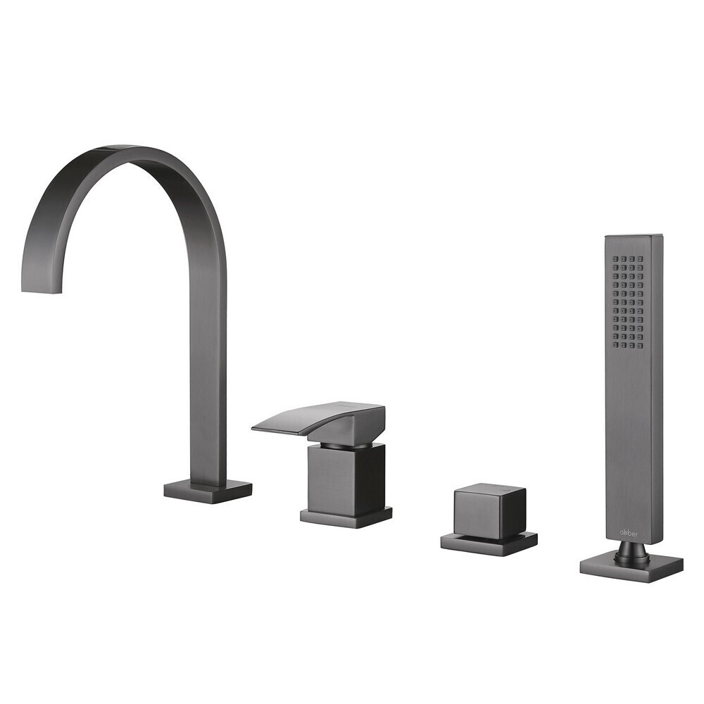 

Смеситель на борт ванны Abber Wasserfall никель однорычажный с лейкой (AF8613NG)