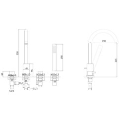 Смеситель на борт ванны Abber Wasser Kreis никель двухрычажный с лейкой (AF8113NG) - фото 2