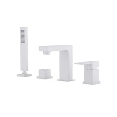 Смеситель на борт ванны Abber Daheim белый матовый однорычажный с лейкой (AF8213W)