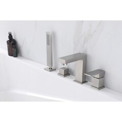 Смеситель на борт ванны Abber Daheim сатин однорычажный с лейкой (AF8213SP) - фото 3