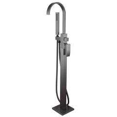 Смеситель для ванны напольный Abber Wasserfall никель однорычажный с лейкой (AF8615NG)