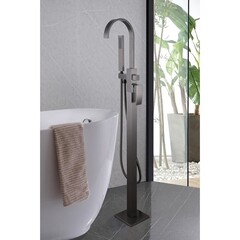 Смеситель для ванны напольный Abber Wasserfall никель однорычажный с лейкой (AF8615NG) - фото 3