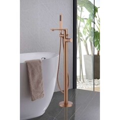 Смеситель для ванны напольный Abber Rund розовое золото поворотный переключатель с лейкой (AF8715MRG) - фото 2