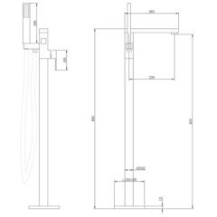 Смеситель для ванны напольный Abber Daheim белый матовый однорычажный с лейкой (AF8215W) - фото 2