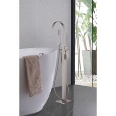 Смеситель для ванны напольный Abber Wasserfall сатин однорычажный с лейкой (AF8615SP) - фото 3