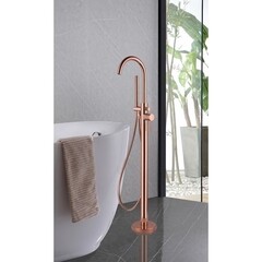 Смеситель для ванны напольный Abber Wasser Kreis розовое золото однорычажный с лейкой (AF8115RGN) - фото 2