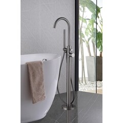 Смеситель для ванны напольный Abber Wasser Kreis никель однорычажный с лейкой (AF8115NGN) - фото 3