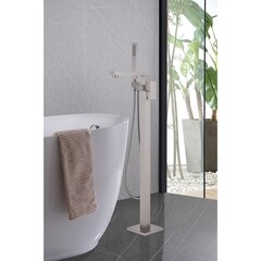 Смеситель для ванны напольный Abber Daheim сатин однорычажный с лейкой (AF8215SP) - фото 2