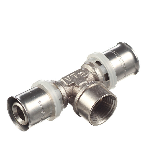 Изображение товара Тройник VALTEC (VTm.232.N.200420) 20(пресс) х 1/2 ВР(г) х 20(пресс)
