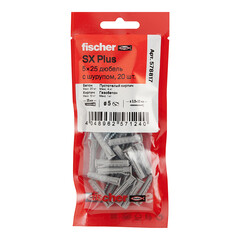 Дюбель распорный Fischer SX PLUS 5x25 мм нейлон с шурупом (20 шт.) - фото 3