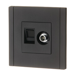 Розетка телевизионная/ компьютерная IEK Forte&Piano FP136 встраиваемая черная TV/ RJ45 (FP-AK20-1-K02) - фото 4