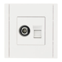 Изображение товара Розетка телевизионная/ компьютерная IEK Forte&Piano FP236 встраиваемая белая TV/ RJ45 (FP-AK20-1-K01)