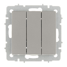 Выключатель IEK Brite ВС10-3-0-БрС трехклавишный встраиваемый сталь (BR-V30-0-10-K46)