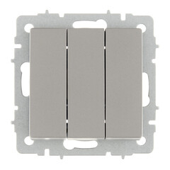 Выключатель IEK Brite ВС10-3-0-БрС трехклавишный встраиваемый сталь (BR-V30-0-10-K46) - фото 1