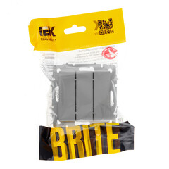 Выключатель IEK Brite ВС10-3-0-БрС трехклавишный встраиваемый сталь (BR-V30-0-10-K46) - фото 3