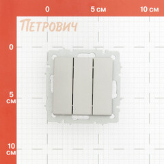 Выключатель IEK Brite ВС10-3-0-БрС трехклавишный встраиваемый сталь (BR-V30-0-10-K46) - фото 2