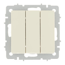 Выключатель IEK Brite ВС10-3-0-БрКр трехклавишный встраиваемый бежевый (BR-V30-0-10-K10)