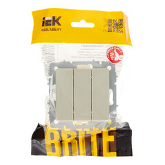 Выключатель IEK Brite ВС10-3-0-БрКр трехклавишный встраиваемый бежевый (BR-V30-0-10-K10) - фото 3