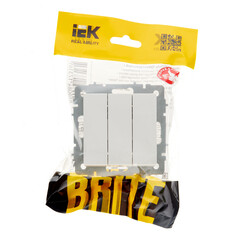 Выключатель IEK Brite ВС10-3-0-БрБ трехклавишный встраиваемый белый (BR-V30-0-10-K01) - фото 3
