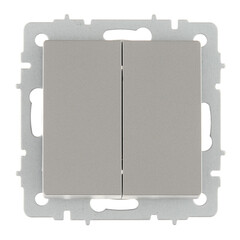 Выключатель IEK Brite ВС10-2-6-БрС двухклавишный встраиваемый сталь проходной (BR-V22-0-10-K46) - фото 1