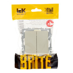 Выключатель IEK Brite ВС10-2-6-БрКр двухклавишный встраиваемый бежевый проходной (BR-V22-0-10-K10) - фото 3