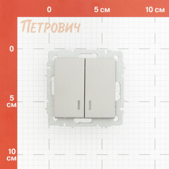 Выключатель IEK Brite ВС10-2-1-БрС двухклавишный встраиваемый сталь с подсветкой (BR-V20-1-10-K46) - фото 2