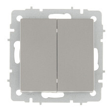 Выключатель IEK Brite ВС10-2-0-БрС двухклавишный встраиваемый сталь (BR-V20-0-10-K46)