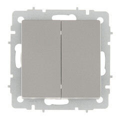 Выключатель IEK Brite ВС10-2-0-БрС двухклавишный встраиваемый сталь (BR-V20-0-10-K46) - фото 1