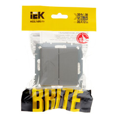 Выключатель IEK Brite ВС10-2-0-БрС двухклавишный встраиваемый сталь (BR-V20-0-10-K46) - фото 3