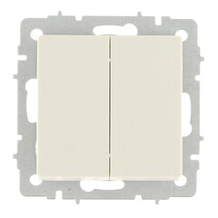 Выключатель IEK Brite ВС10-2-0-БрКр двухклавишный встраиваемый бежевый (BR-V20-0-10-K10) - фото 1