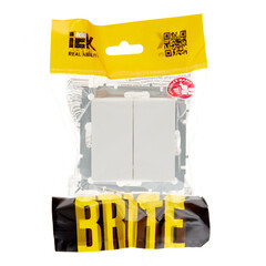 Выключатель IEK Brite ВС10-2-0-БрБ двухклавишный встраиваемый белый (BR-V20-0-10-K01) - фото 3