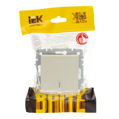 Выключатель IEK Brite ВС10-1-1-БрБ одноклавишный встраиваемый бежевый с подсветкой (BR-V10-1-10-K10) - фото 3