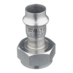 Соединитель VALTEC (VTi.908.I.001505) 15 мм х 3/4 ВР(г) нержавеющая сталь с накидной гайкой - фото 1