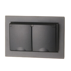 Розетка IEK Brite РСбш12-3-44-Бр встраиваемая черная с крышкой (BR-R26-16-44-K02-F) - фото 5