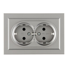 Розетка IEK Brite РСш12-3-БрС встраиваемая сталь со шторками (BR-R24-16-K46-F)