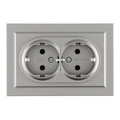 Изображение товара Розетка IEK Brite РСш12-3-БрС встраиваемая сталь со шторками (BR-R24-16-K46-F)