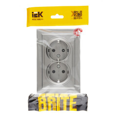 Розетка IEK Brite РСш12-3-БрС встраиваемая сталь со шторками (BR-R24-16-K46-F) - фото 3