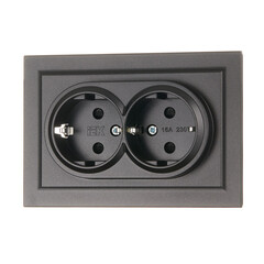 Розетка IEK Brite РСш12-3-БрЧ встраиваемая черная со шторками (BR-R24-16-K02-F) - фото 4