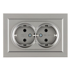 Розетка IEK Brite РС12-3-БрС встраиваемая сталь (BR-R21-16-K46-F)