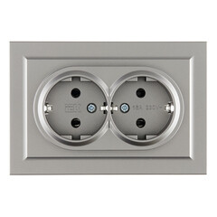 Изображение товара Розетка IEK Brite РС12-3-БрС встраиваемая сталь (BR-R21-16-K46-F)